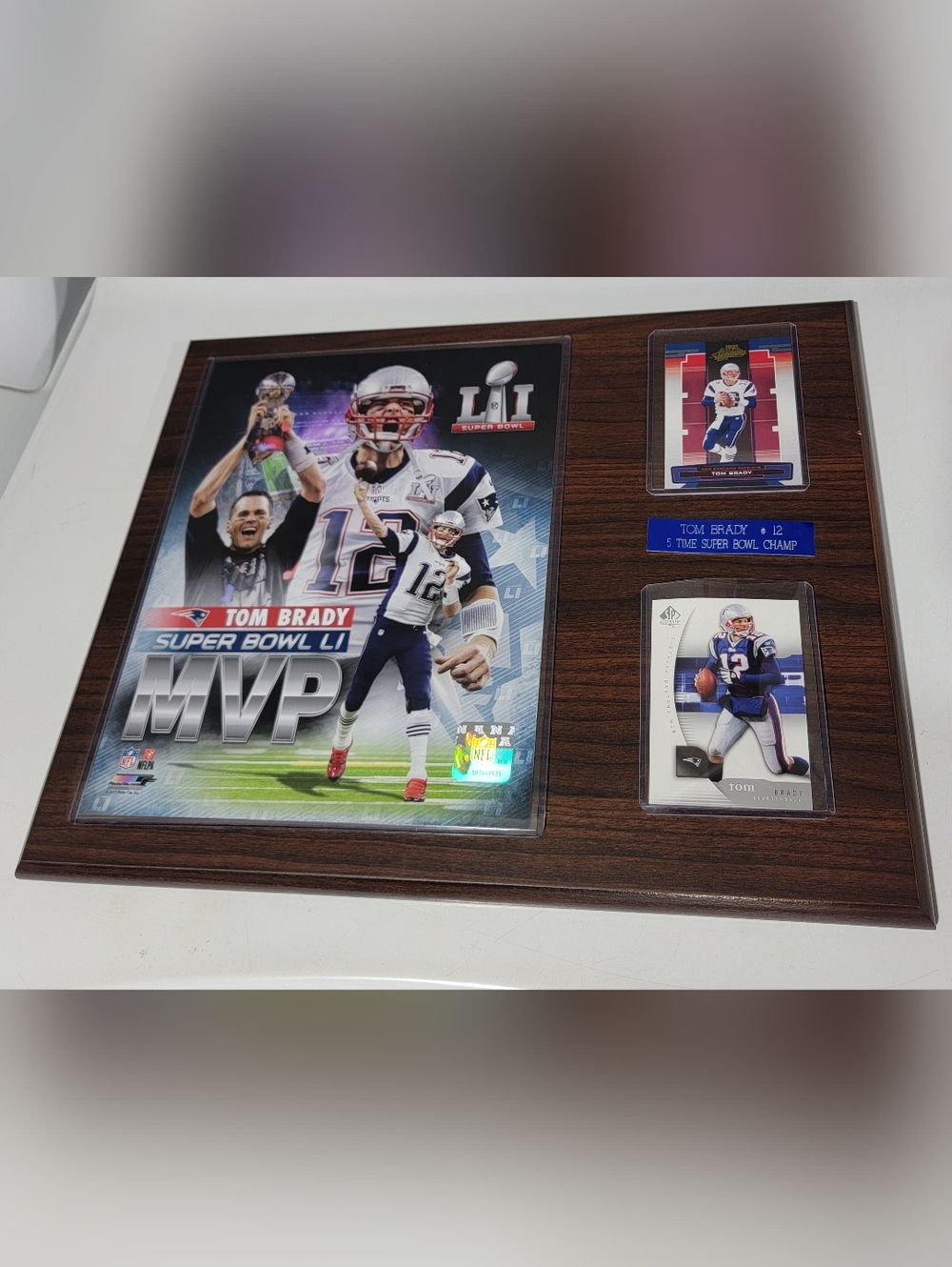 Tom Brady Super Bowl LI MVP Plaque w/ Cards